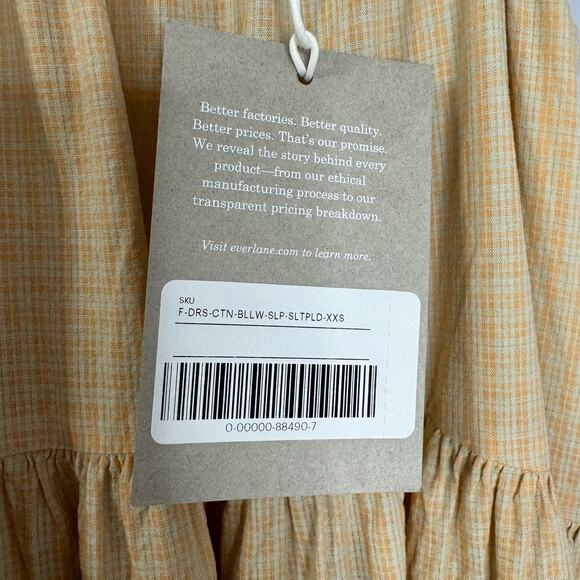 Everlane The Billow Tiered Maxi Dress Oversized Beach Vacation  Orange Plaid XXS - Picture 14 of 16